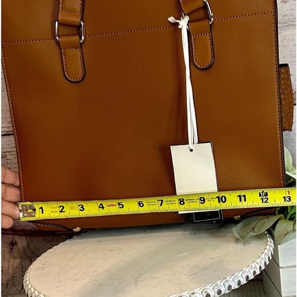 NWT LaTerre Large Brown Caramel Cognac Tan Tote, Shoulderbag, Workbag, Schoolbag - Picture 6 of 8